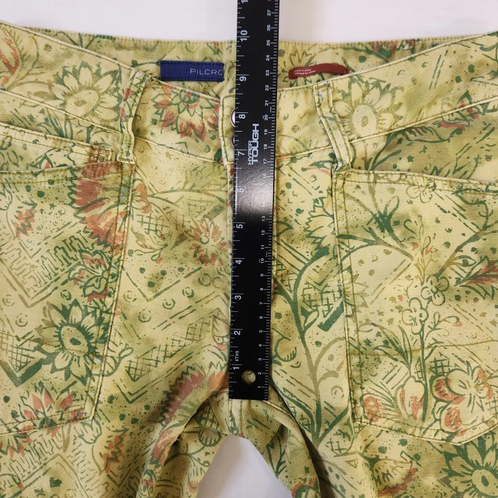 PILCRO The Wanderer Women's Size 27 Floral Print‎ Pants Boho Style Yellow Green
